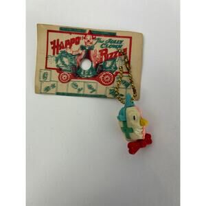 Vintage 1950s Harpo the Jolly Clown Puzzle Key Chain Toy on Original Card